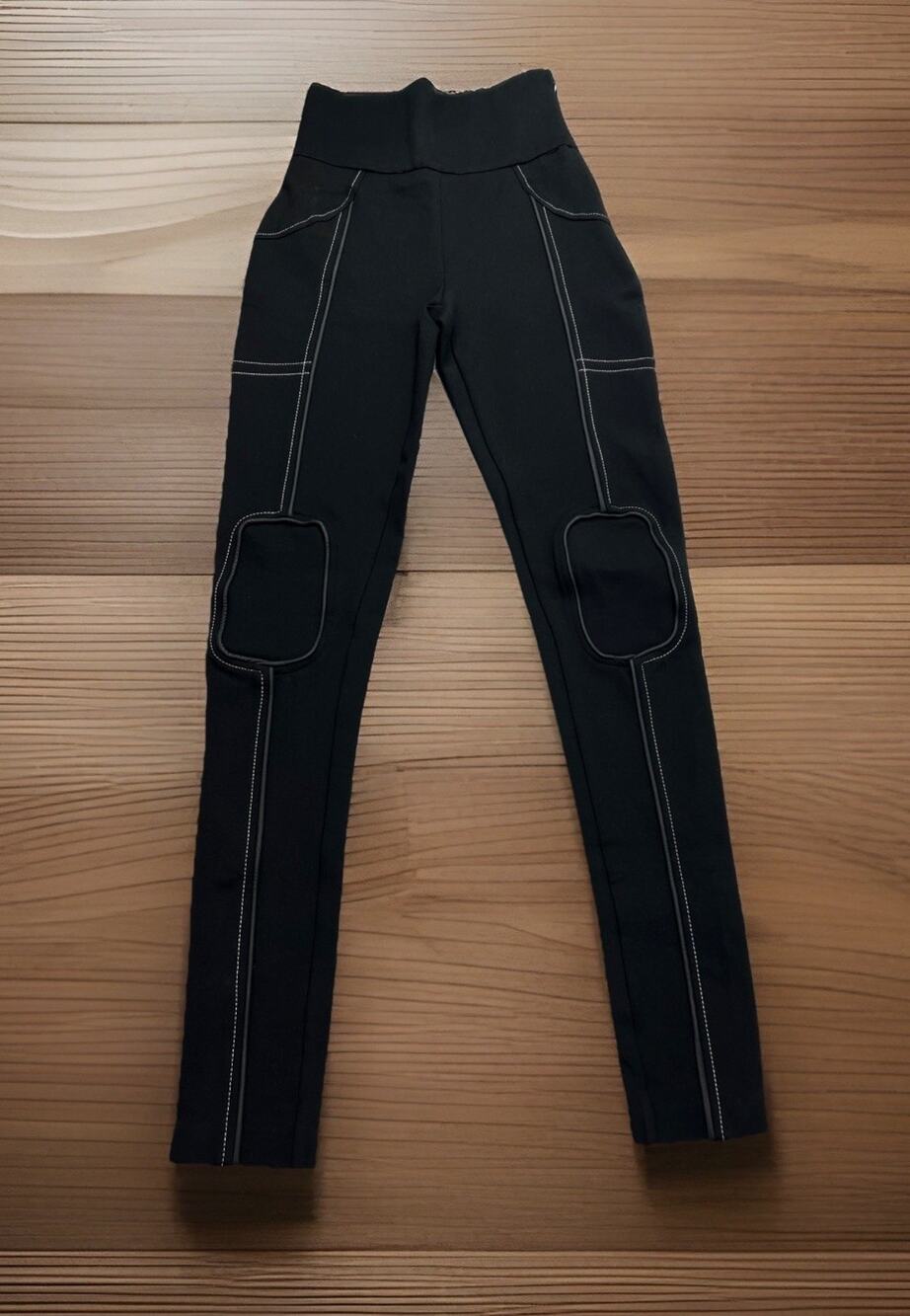 Maniere De Voir Jogger Black Corset Size 4 Shimmer Finish Side & Ankle Zip